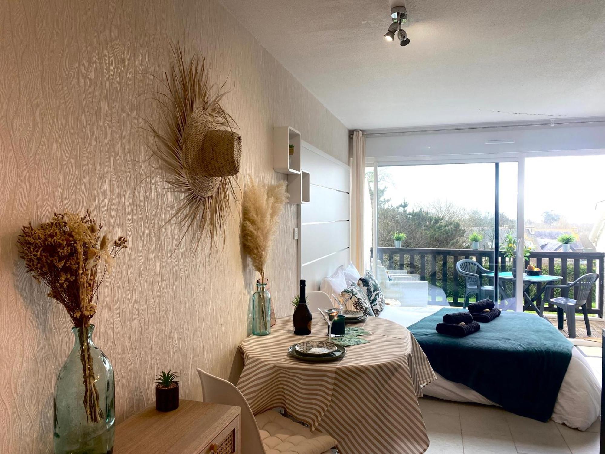 Studio Blue Horizon Vue Mer Guidel-Plage ภายนอก รูปภาพ